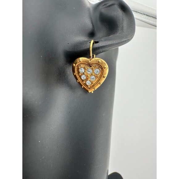Women's Danecraft 24 Karat Gold Over Sterling Heart Shaped Earrings with Tags - Picture 9 of 16